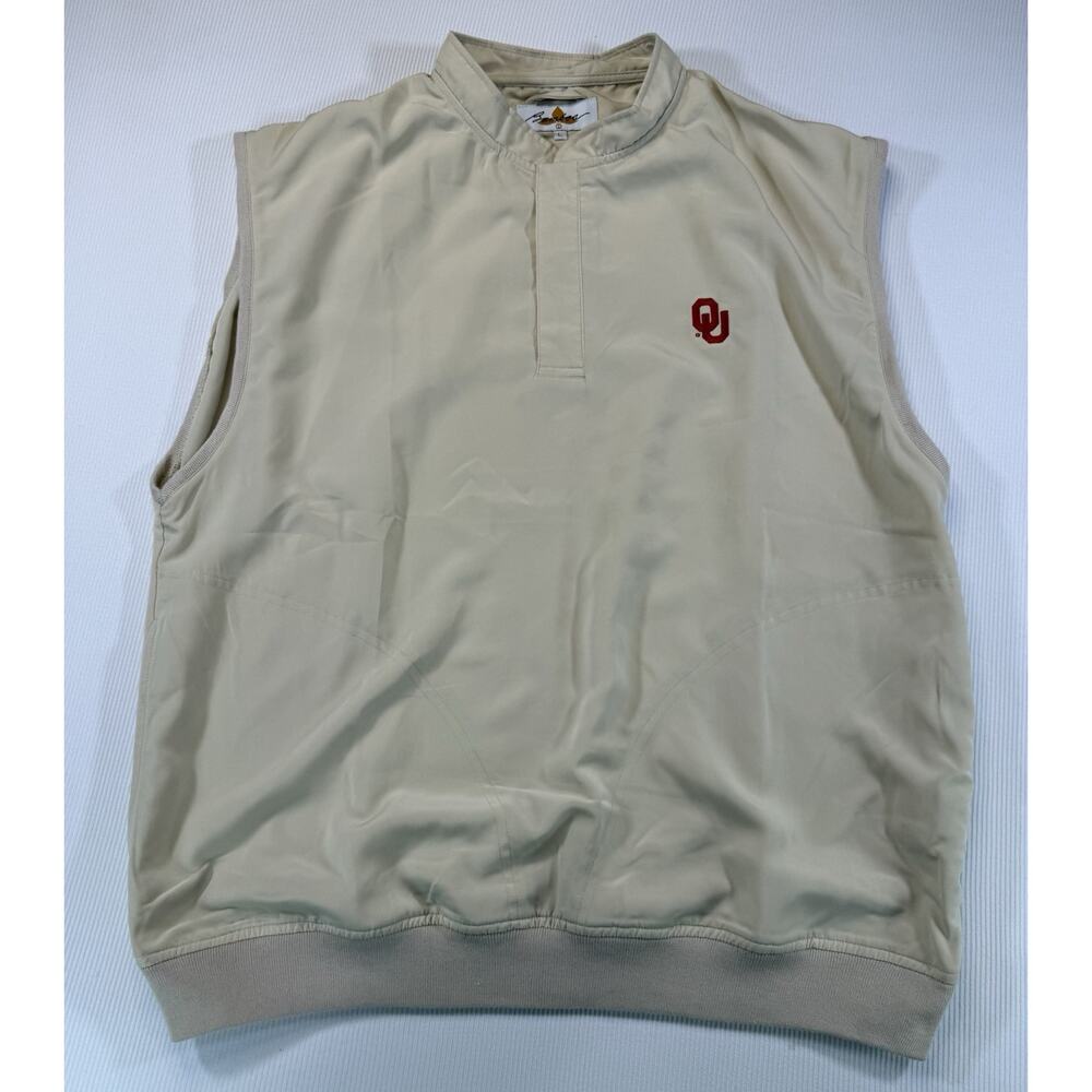 OU Sooners Bamboa Golf Vest Mens Large Beige Sleeveless Pullover